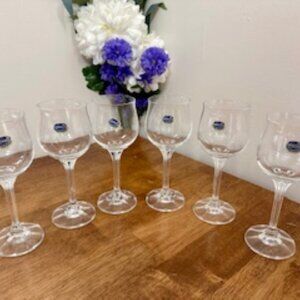 Bohemia Crystal Wine Glasses Set‎ of 6 – Vintage Czech Republic Stemware
